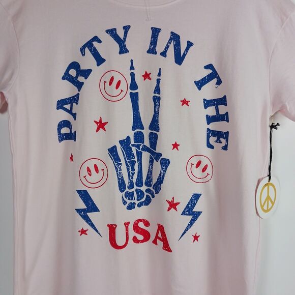 Love Peace and Lazy Days Womens M Party In The USA Tee - Picture 2 of 9